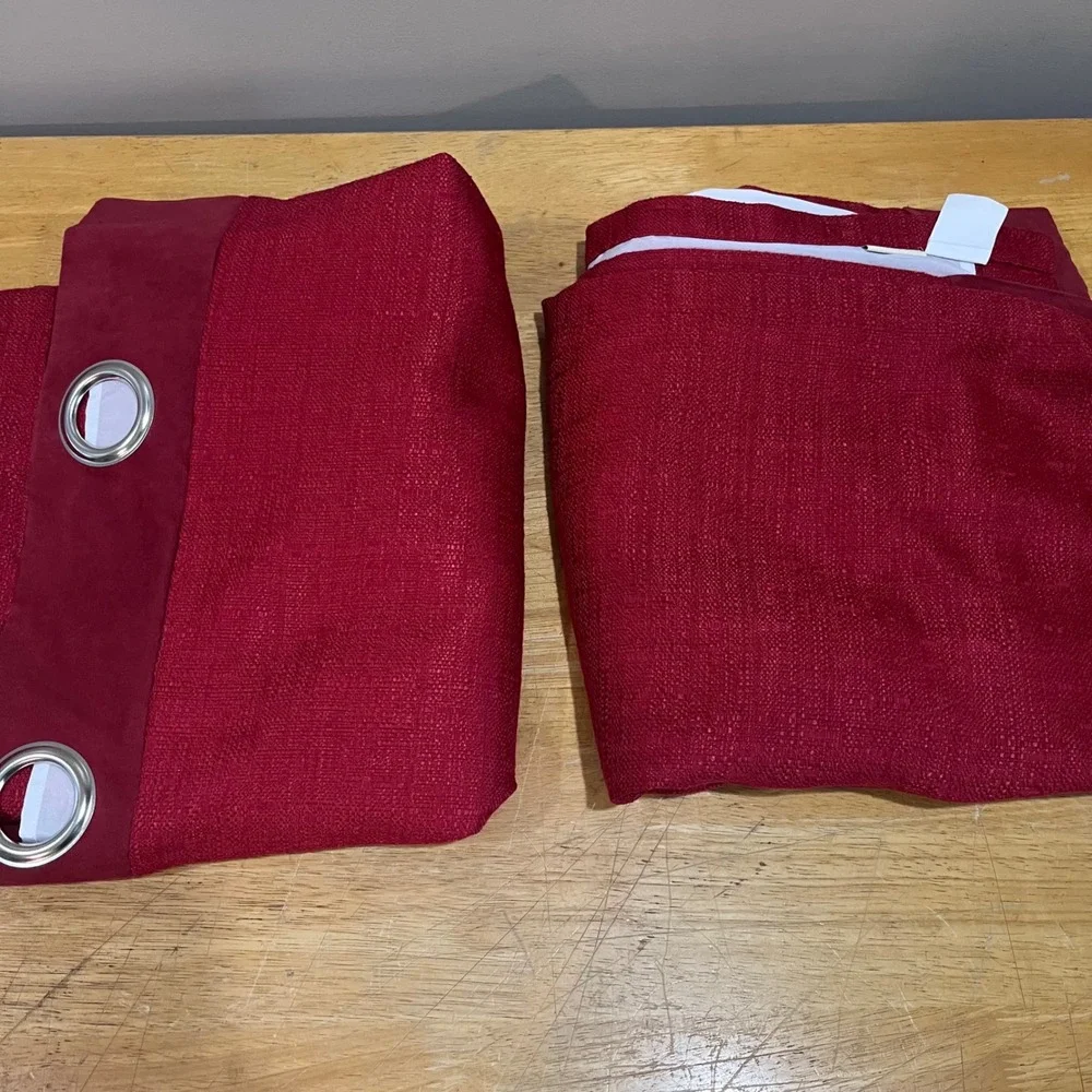 Pier 1 Imports Ciudad Garnet Red Grommet Curtain Panels 54x84 Set of 2 Vtg‎